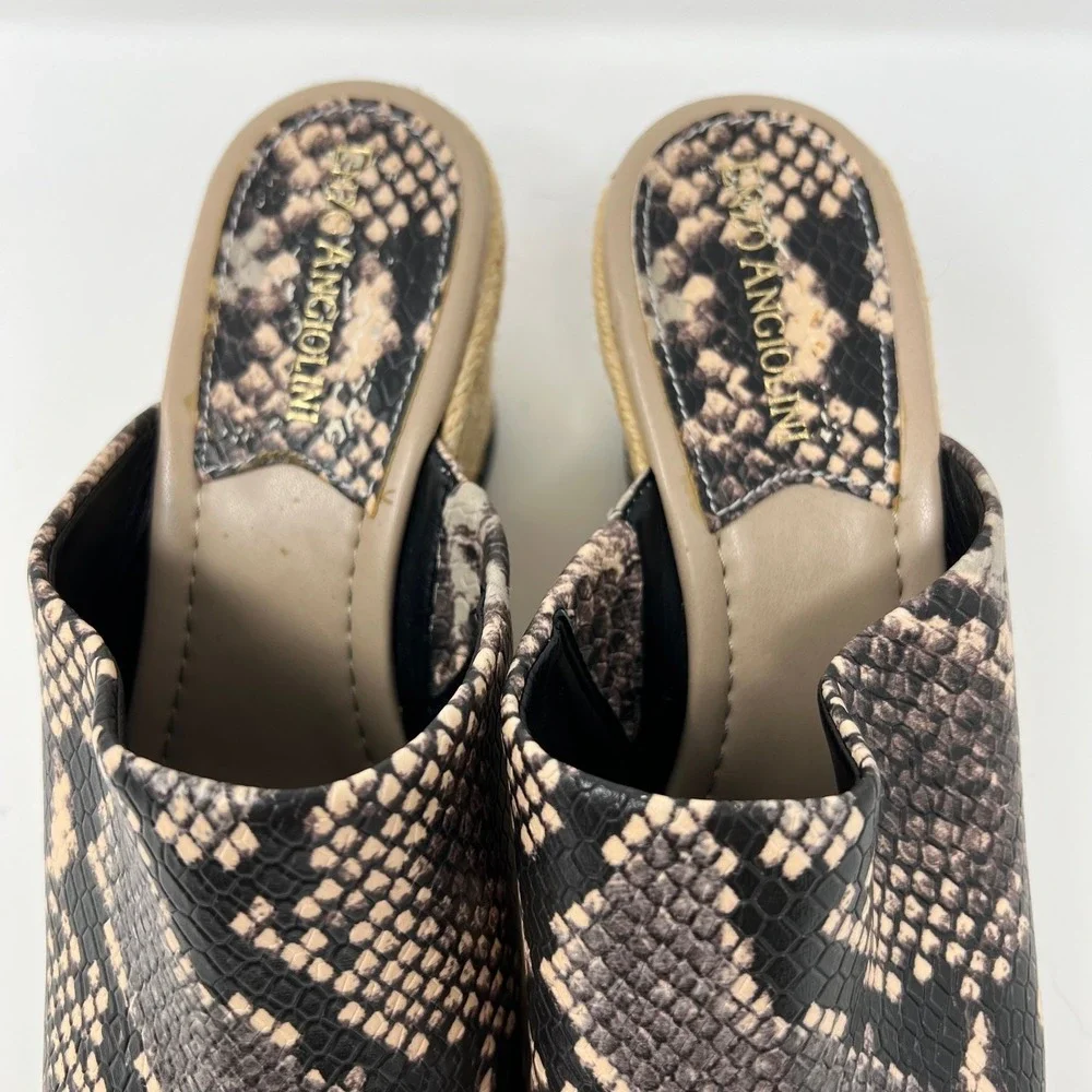 Enzo Angiolini Womens‎ 8.5 Espadrille Wedge Mules Snake Print Slip-On Sandals
